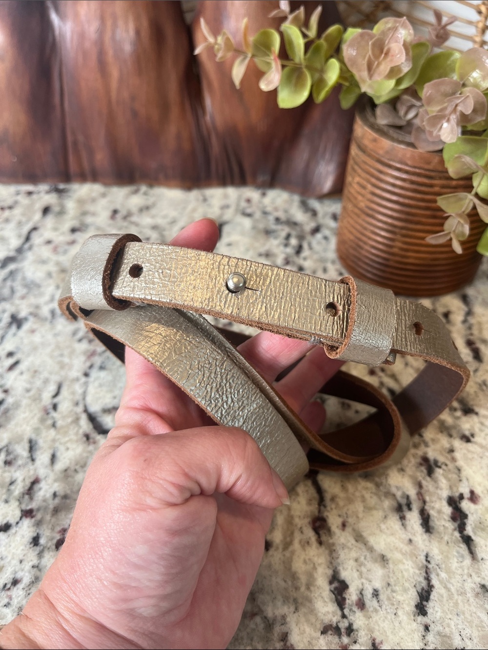 J. Jill Metallic Silver Leather Belt - Picture 2 of 7